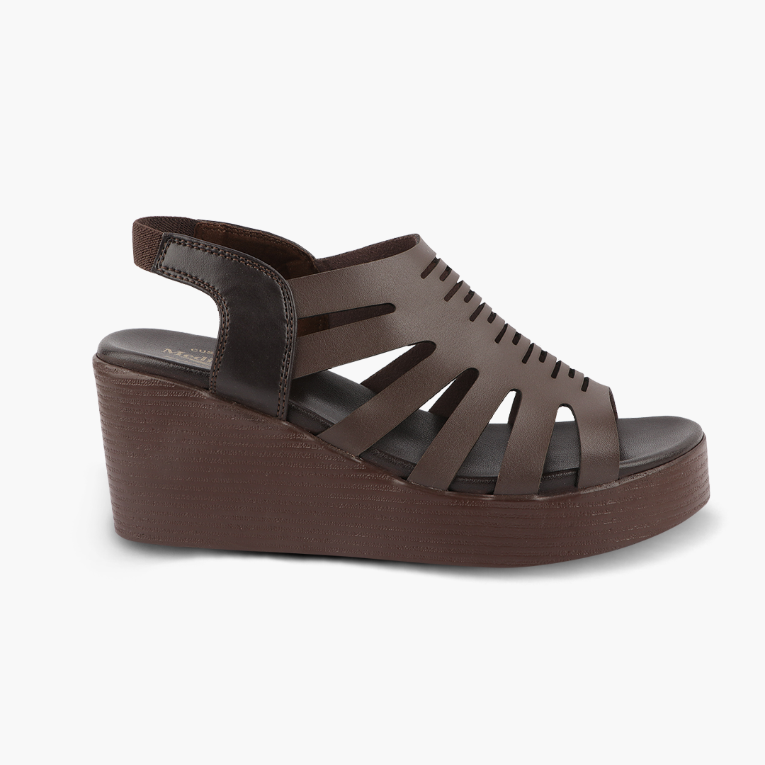 Wedge Heel Women’s Leather Sandals with Arch Support