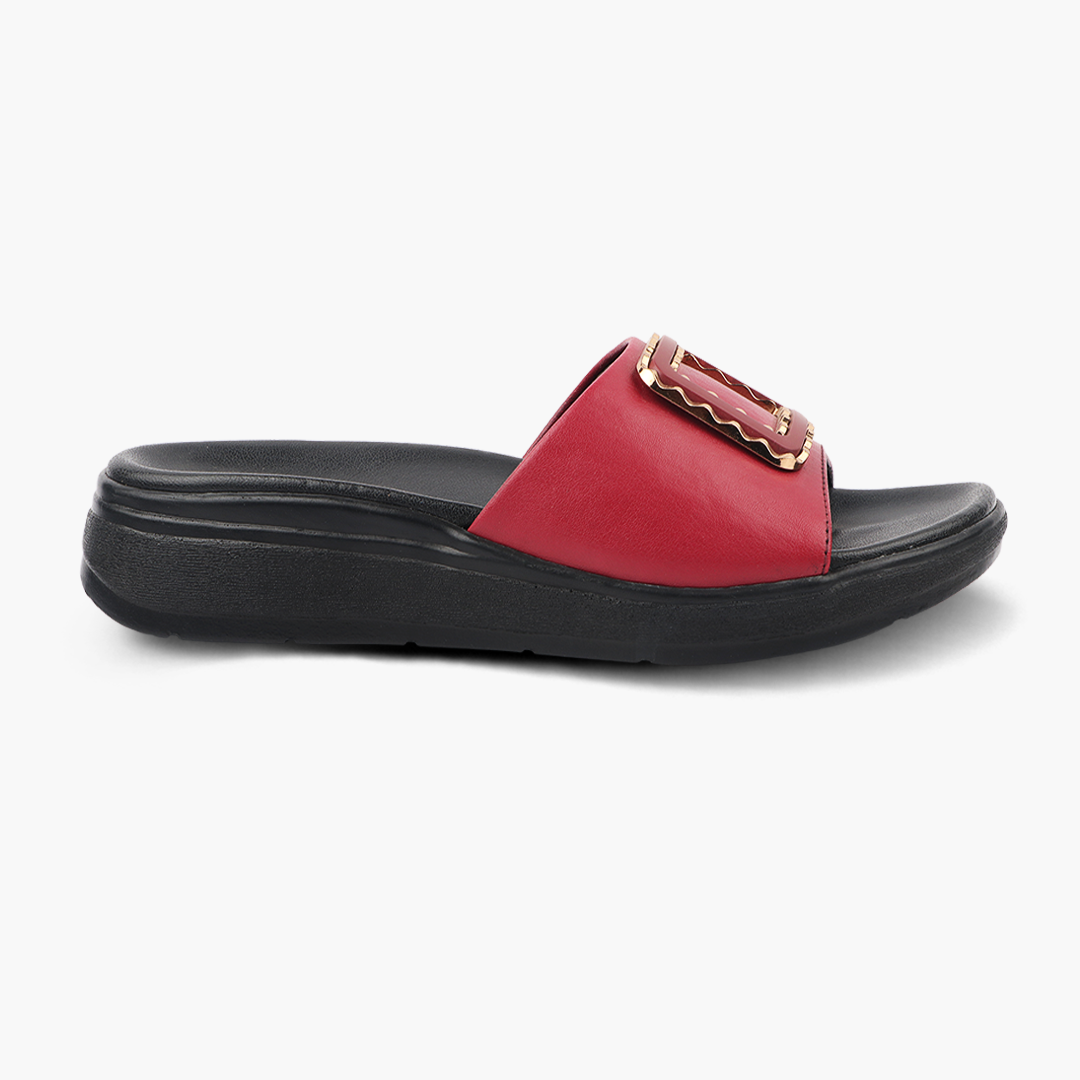 Classic Leather Slippers for Women with Cushioned Footbed