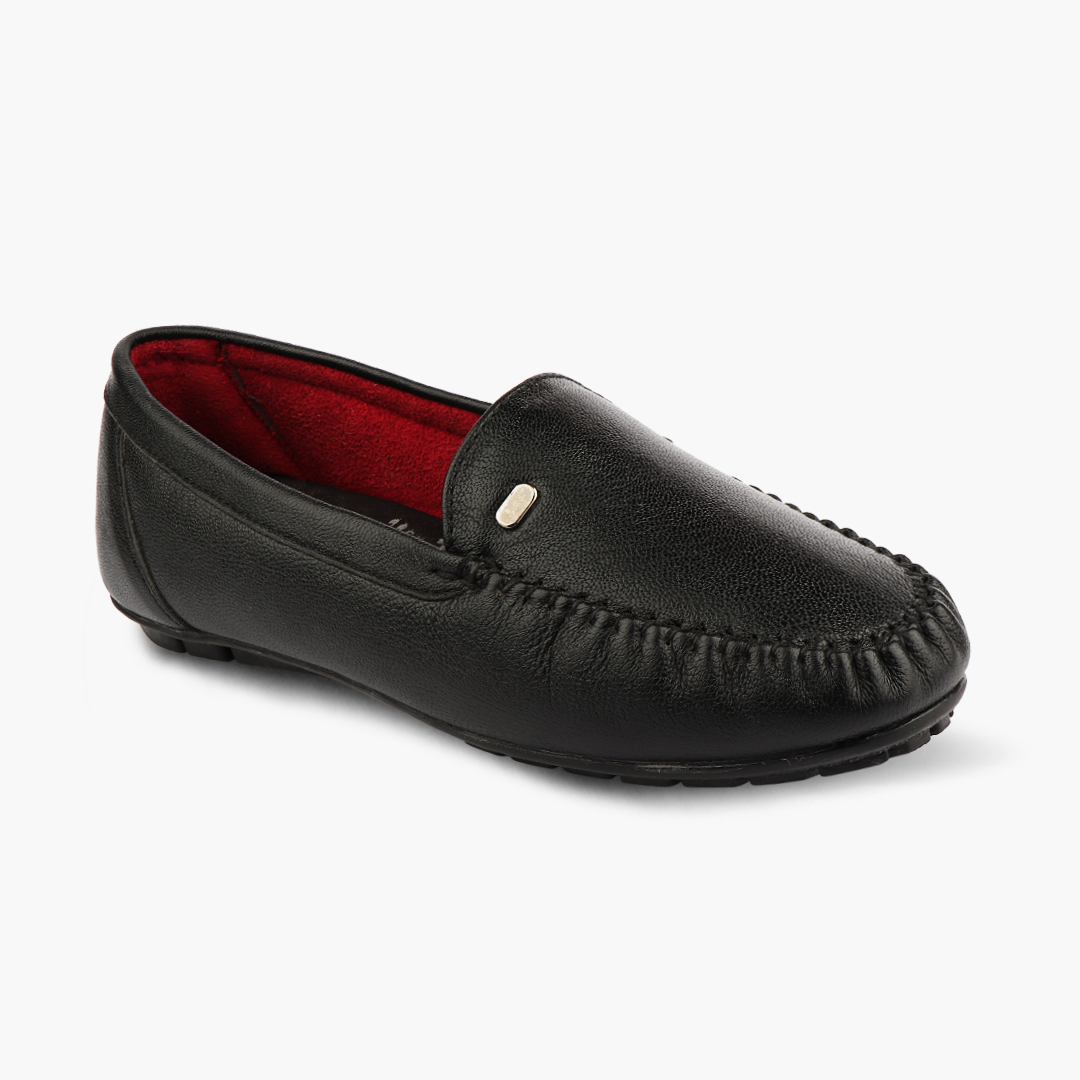 Pointed-Toe Leather Loafers for Women with Extra Cushion