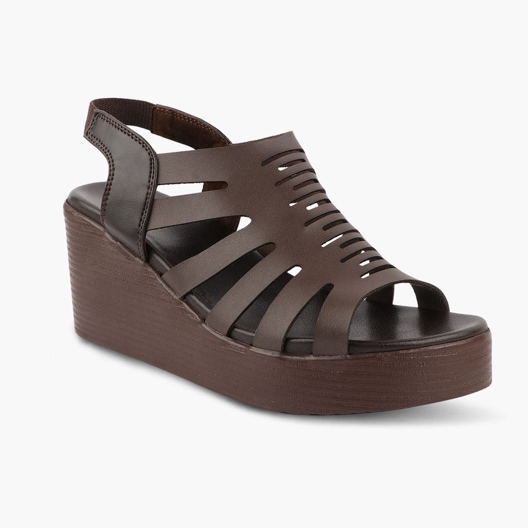 Wedge Heel Women’s Leather Sandals with Arch Support