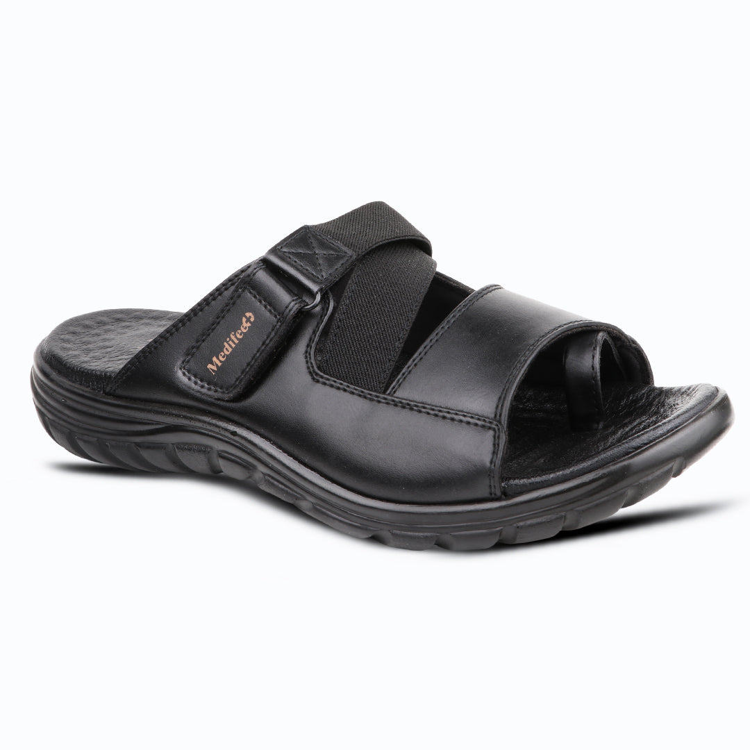 All Day Comfort Men’s Leather Slippers with Toe Ring