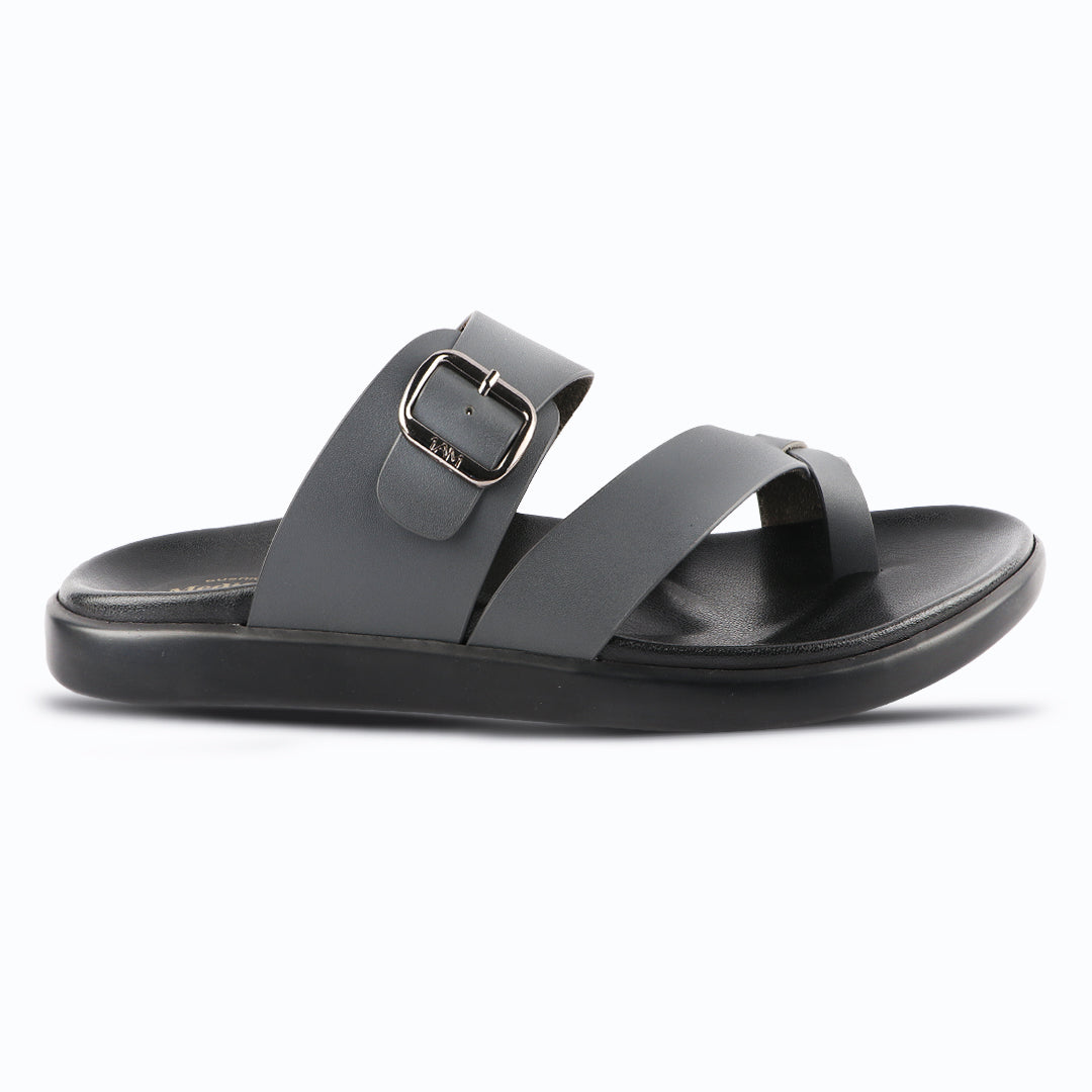 Comfy Men’s Leather Slippers with Ankle Strap