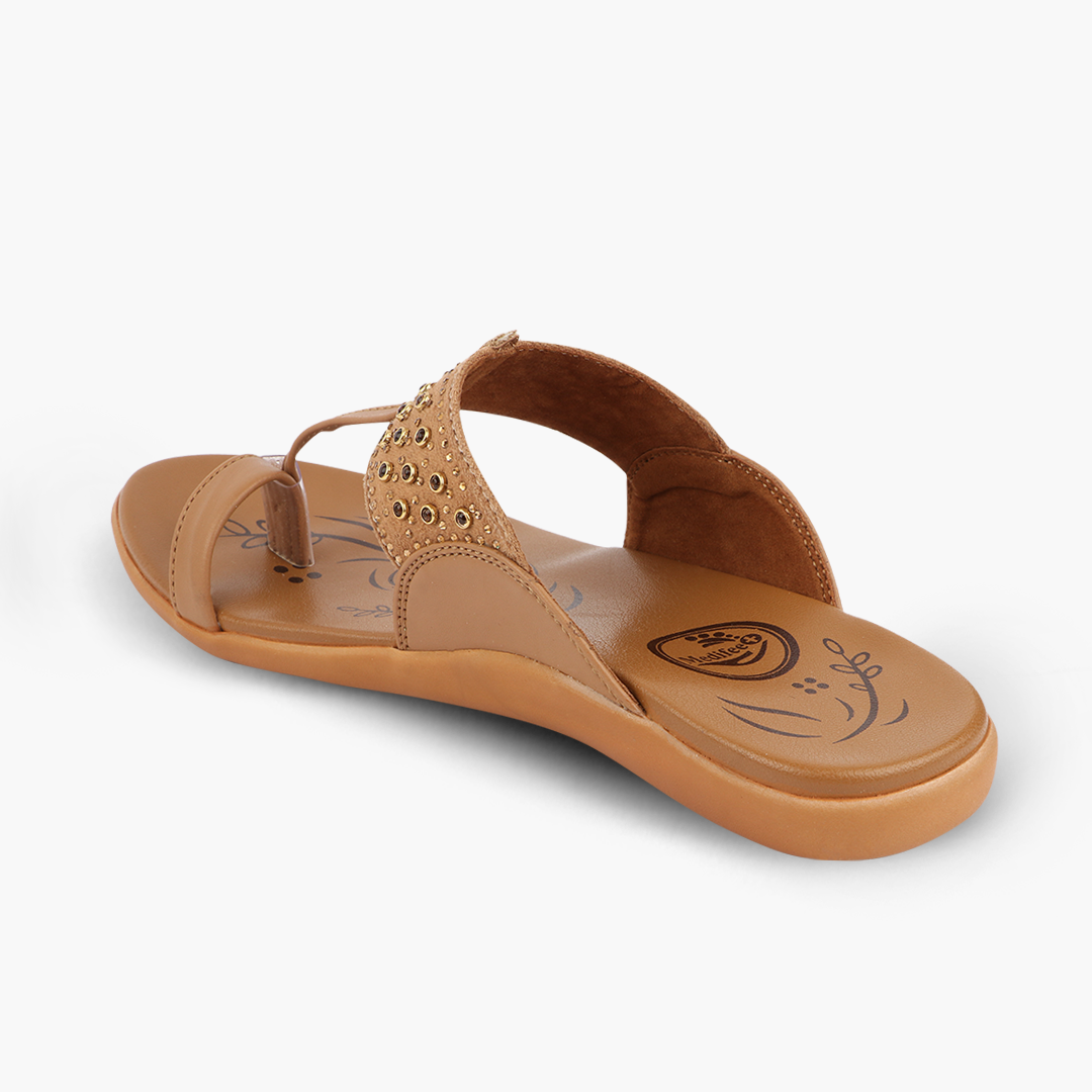 Kolhapuri Style Comfortable Leather Slippers for Women