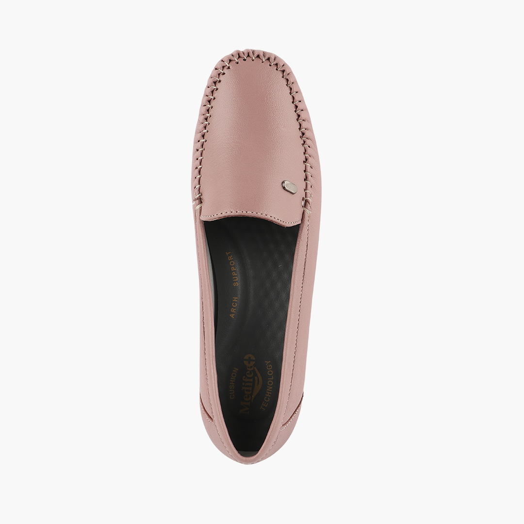 Pointed-Toe Leather Loafers for Women with Extra Cushion