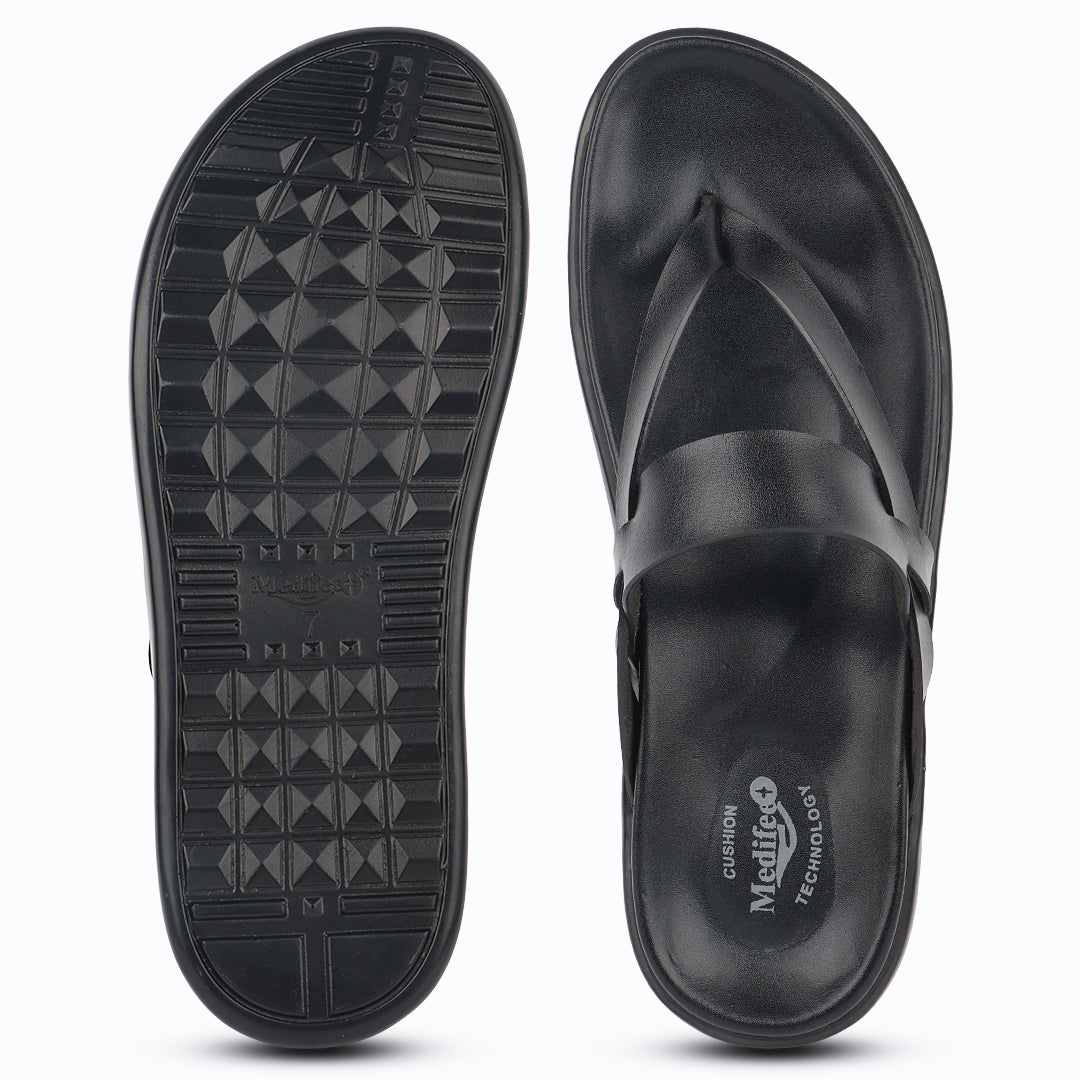 Medifeet Comfortable All Day Wear Black Slip-on sandals