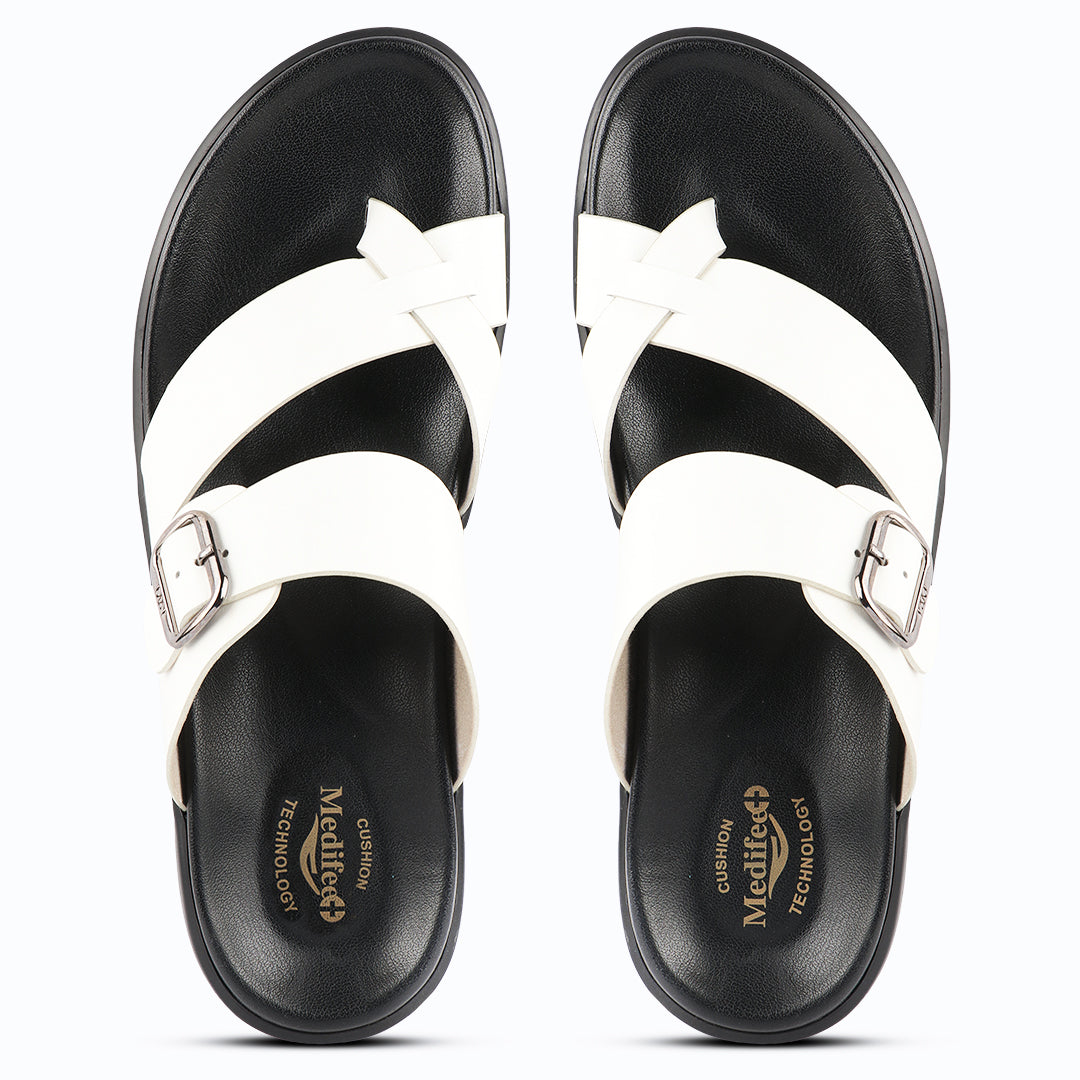 Comfy Men’s Leather Slippers with Ankle Strap