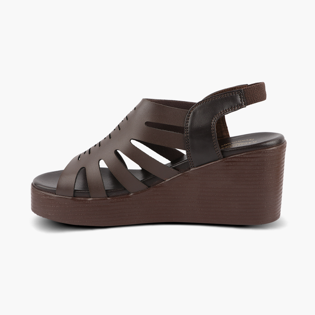 Wedge Heel Women’s Leather Sandals with Arch Support