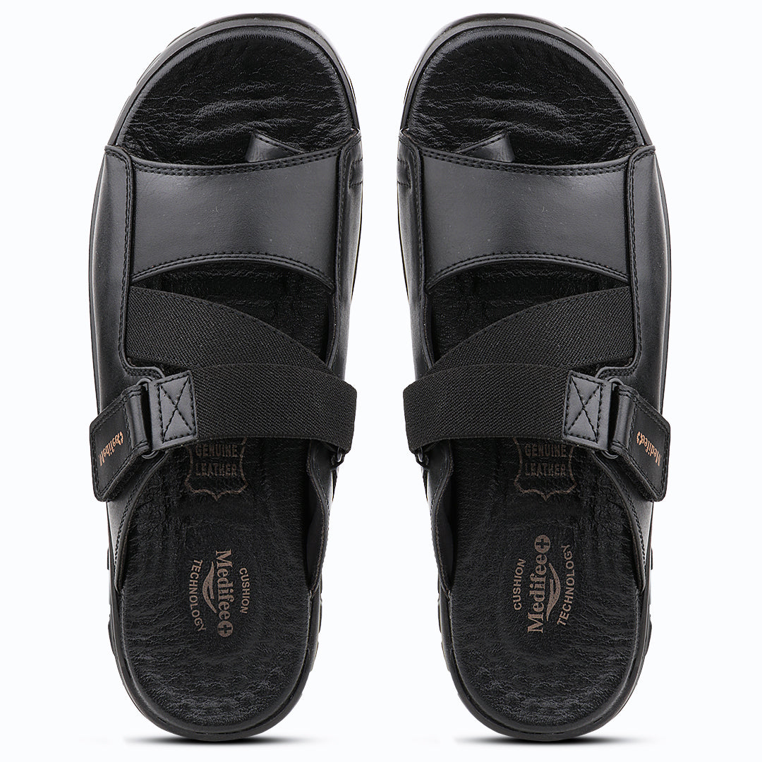 All Day Comfort Men’s Leather Slippers with Toe Ring