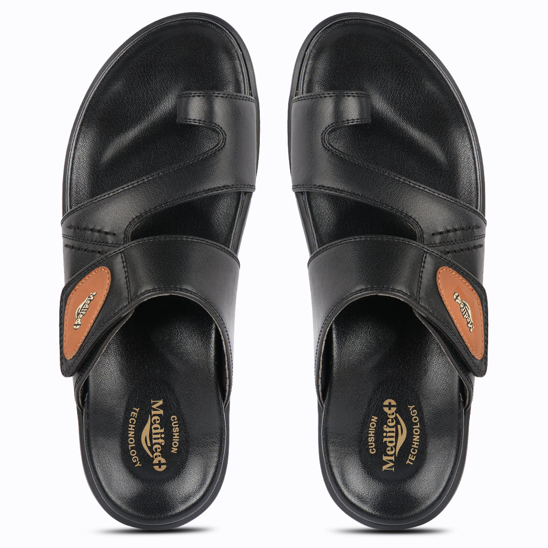 All Day Comfort Men’s Leather Slippers with Anti-Skid Grip