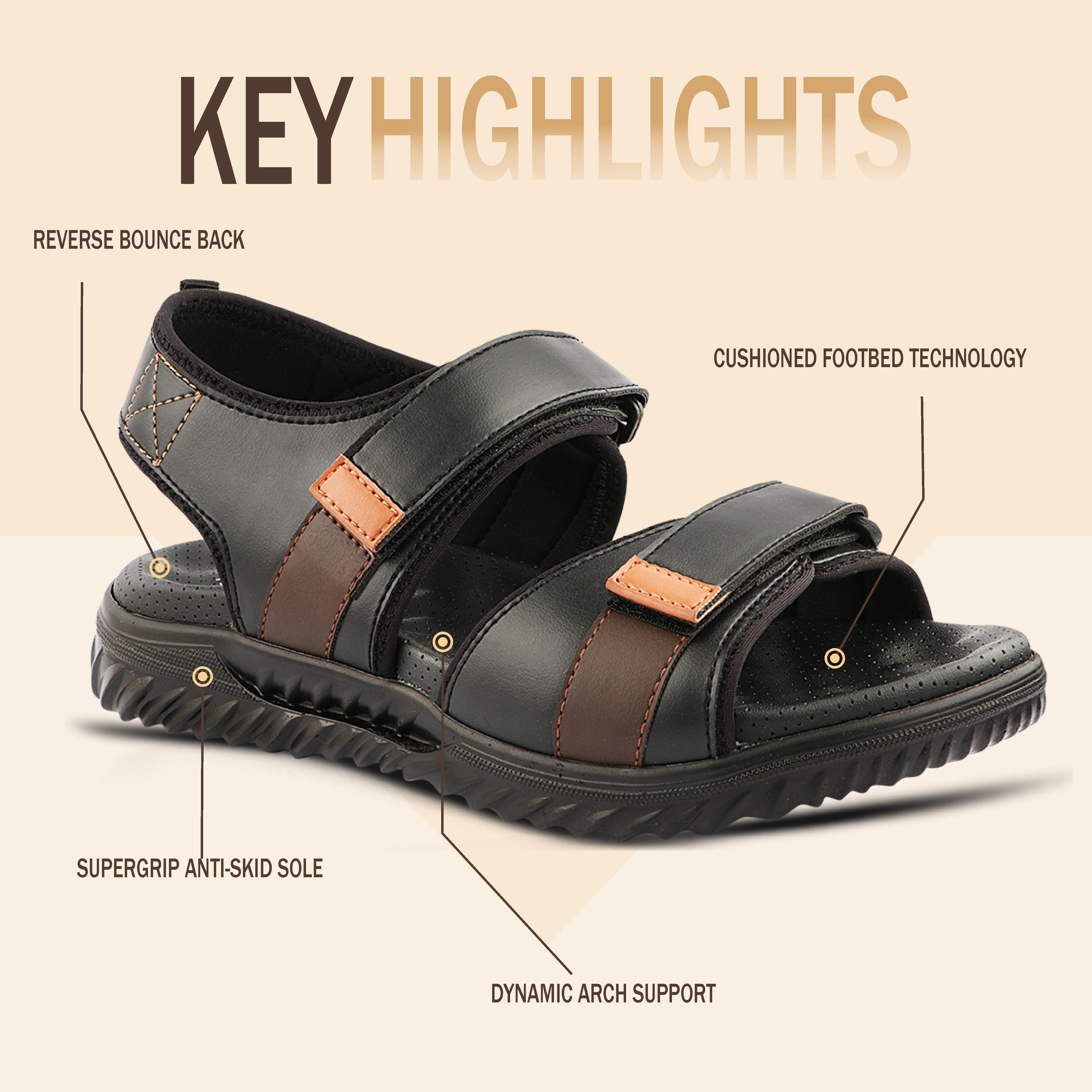 Casual Twin Strap Men’s Sandals with Arch Support