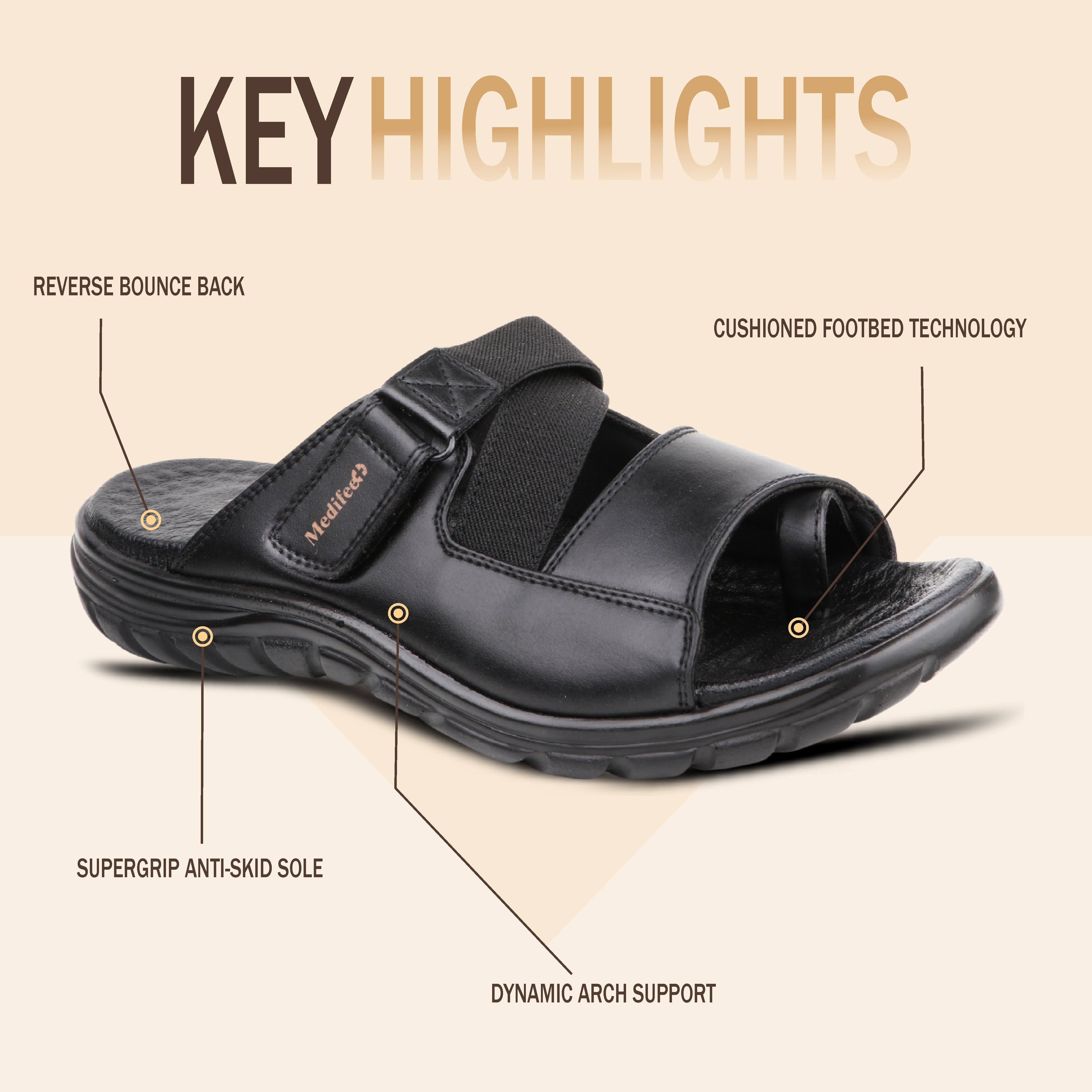 All Day Comfort Men’s Leather Slippers with Toe Ring