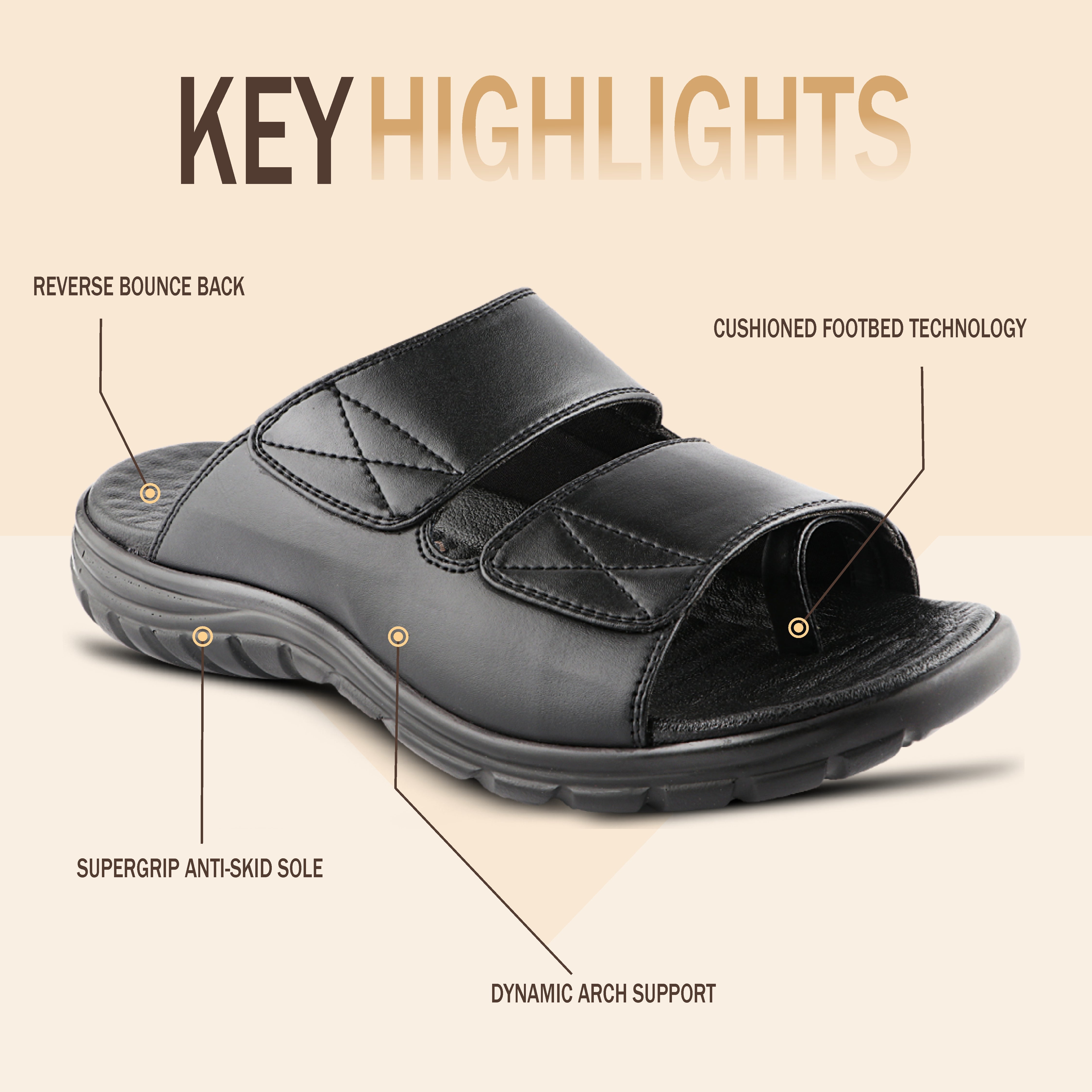 Medifeet Dual Strap Leather Slippers for Men
(Extra Comfortable with Arch Support)