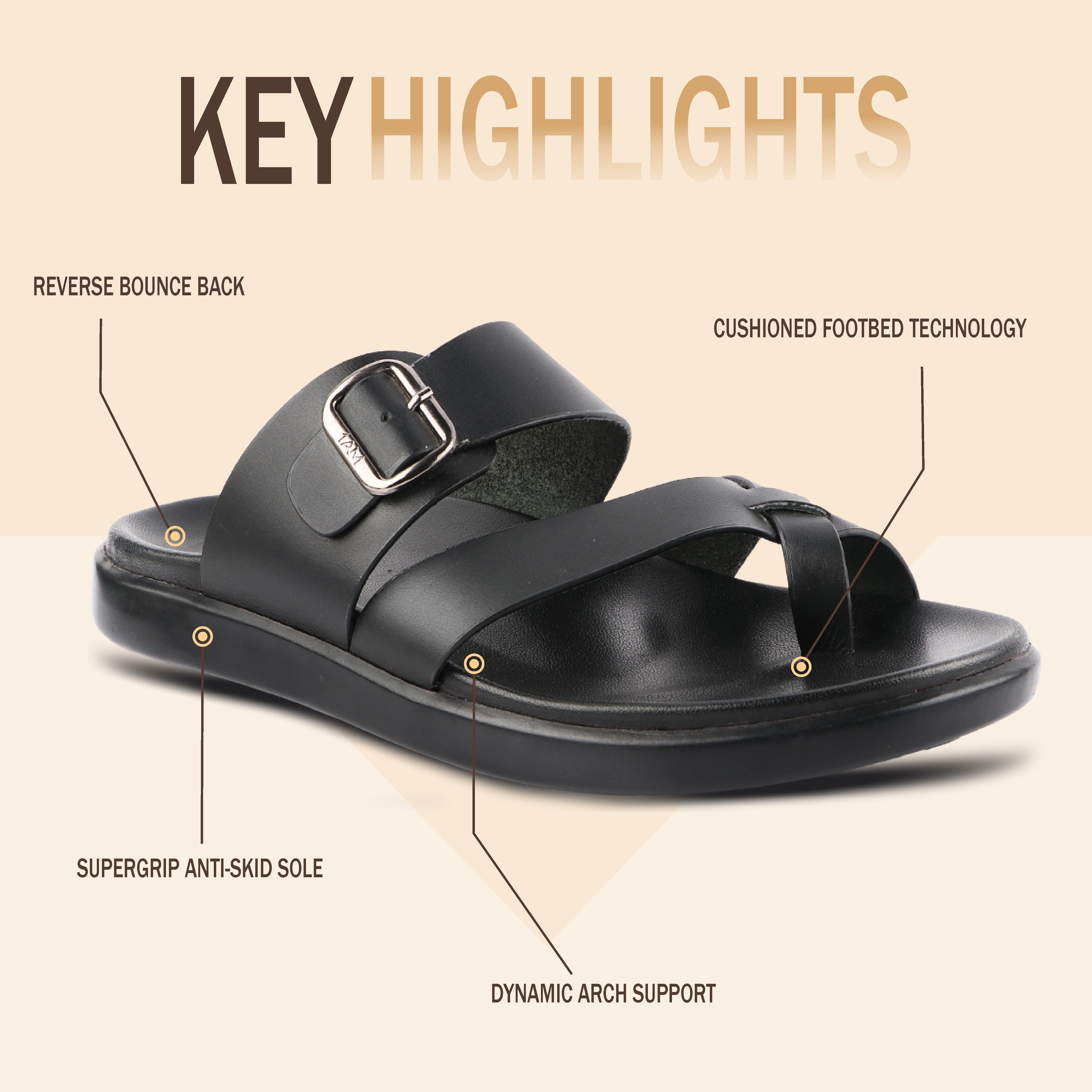 Comfy Men’s Leather Slippers with Ankle Strap