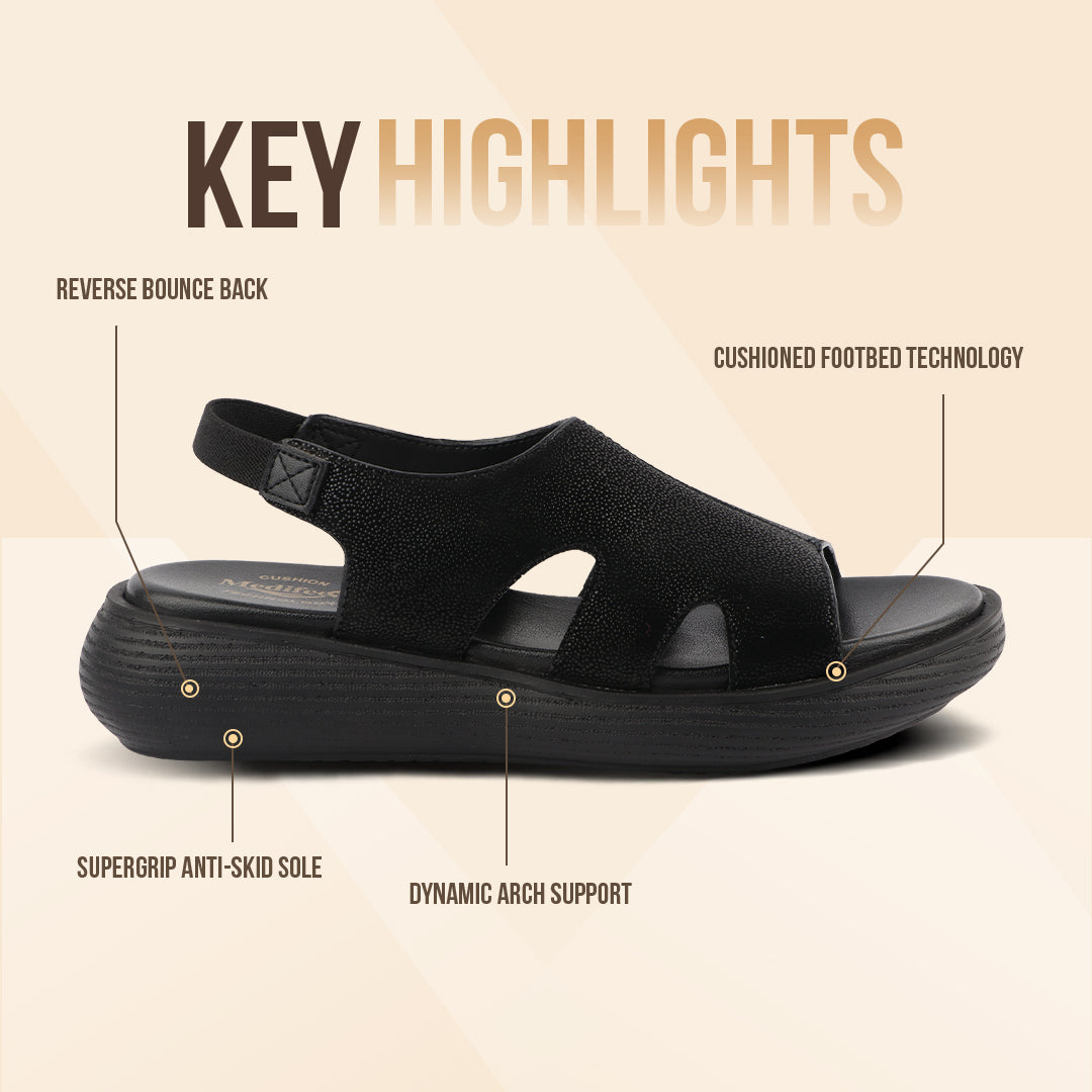 Medifeet Extra Stylish and Comfy Sandals for Women  (with High Back Strap & Arch Support)