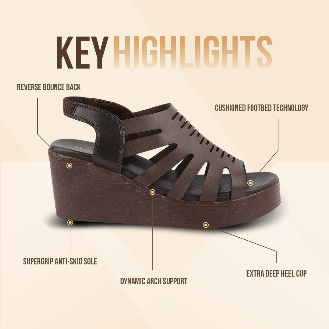 Wedge Heel Women’s Leather Sandals with Arch Support